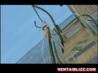 3d animado hentai strumpet fica fodido por enorme tentac